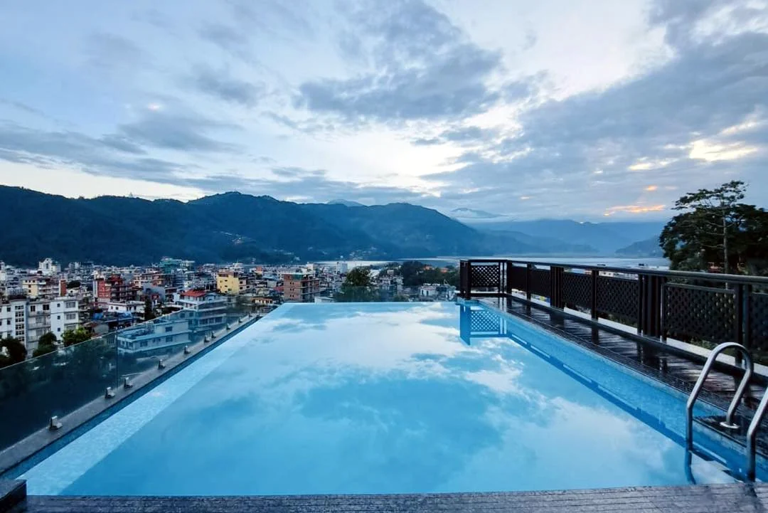 The pool under morning clouds