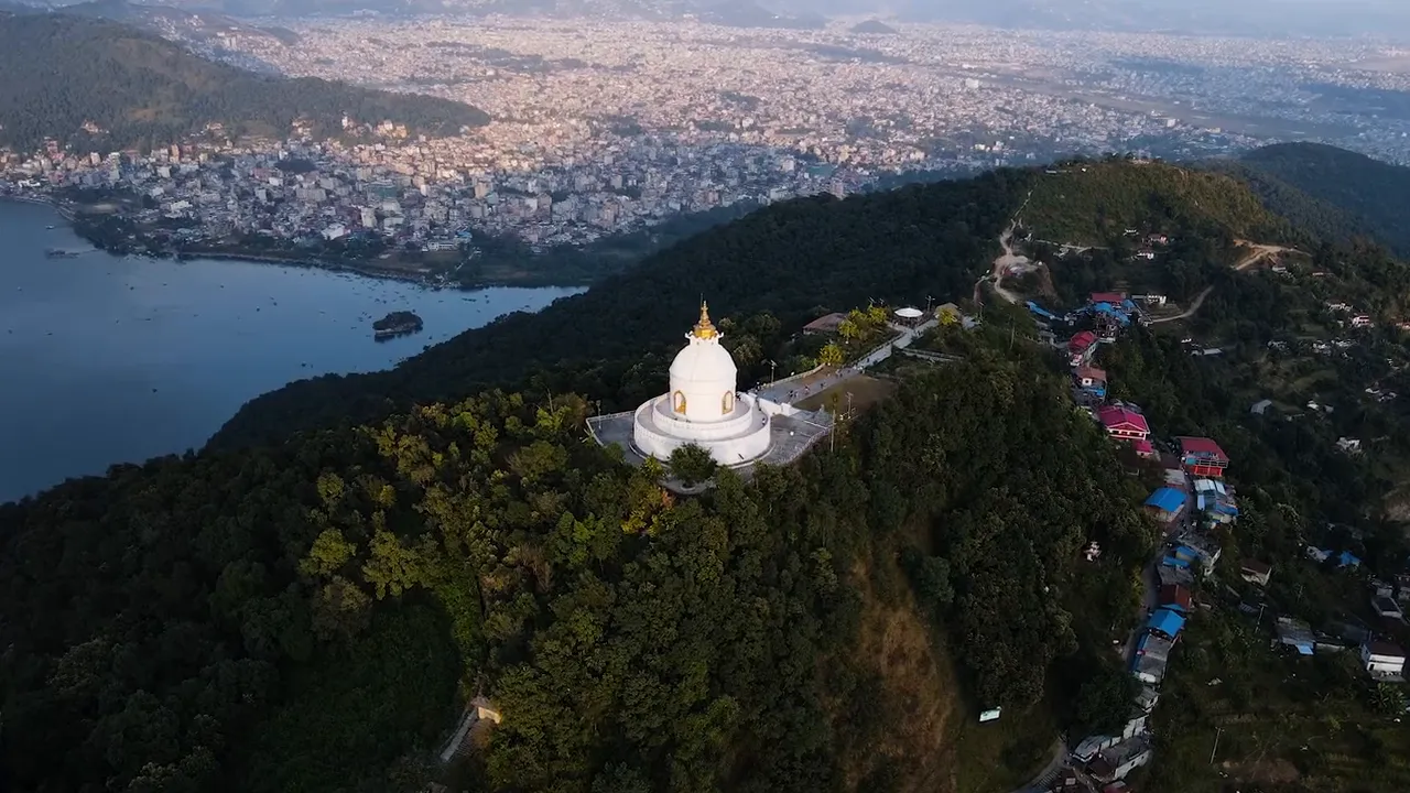 The World Peace Pagoda above Phewa Lake