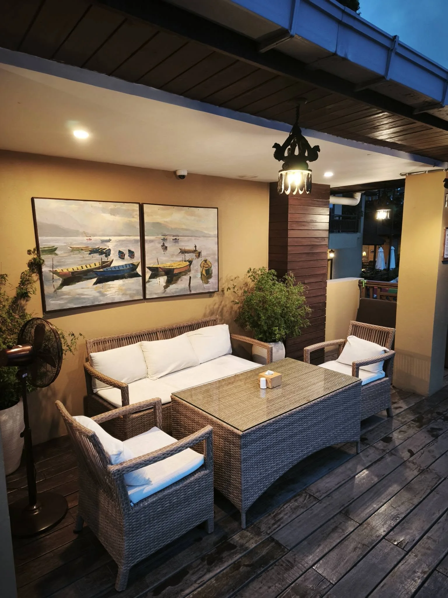 A garden terrace lounge